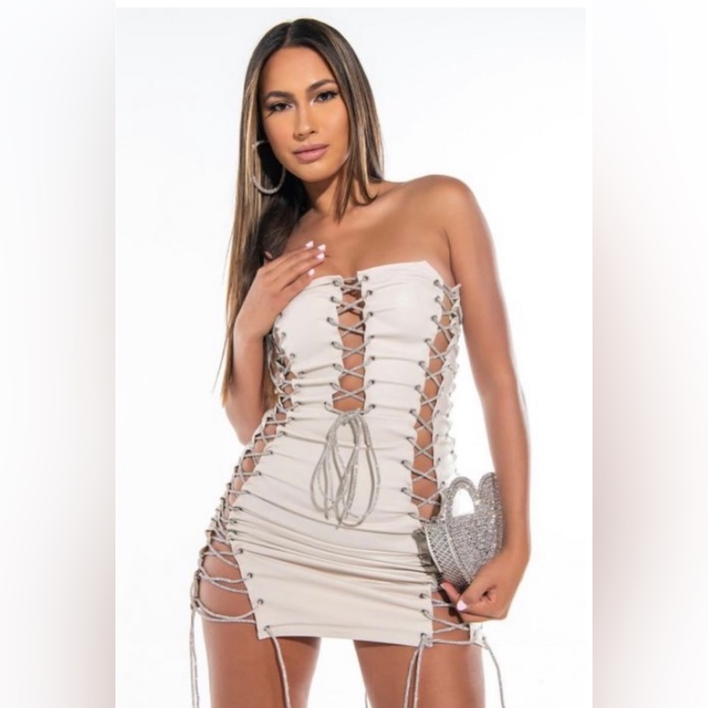 Shopakira Akira Rhinestone Lace-up Dress
